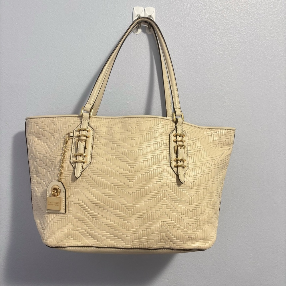 Vintage Y2K Cream and gold Ralph Lauren bag